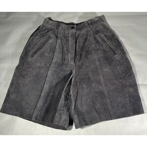Leather Shorts Women Size 8 Leather High Waist Grey Stretch Waist Moto Y2K